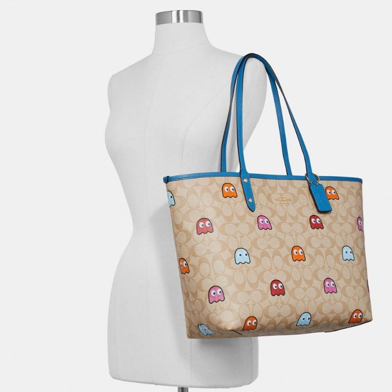 Reversible City Tote in Signature Canvas with Ms. PacMan - Seven