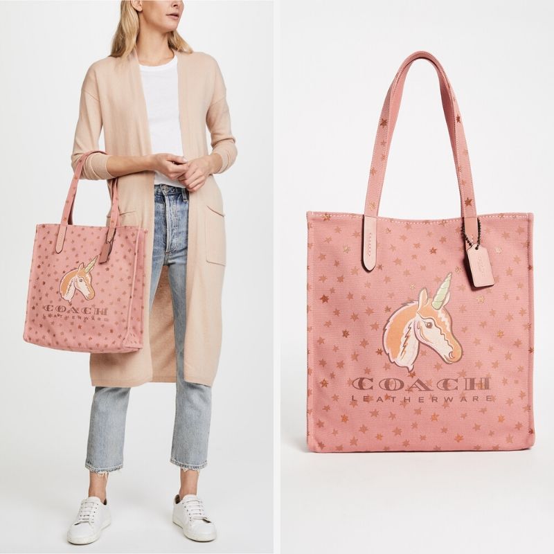 Unicorn Star Print Canvas Tote Seven Season