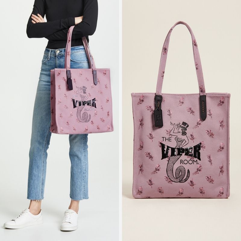 Viper Room Logo Floral Print Canvas Tote - Seven Season