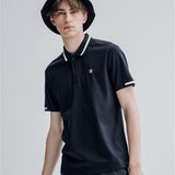 Fila Rib Knit Collar Casual Dark Blue Polo-Seven Season