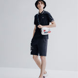 Fila Rib Knit Collar Casual Dark Blue Polo-Seven Season