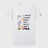 Fila Seaworld and Letter Print White T-Shirt-Seven Season
