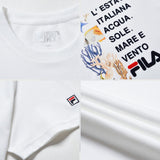 Fila Seaworld and Letter Print White T-Shirt-Seven Season