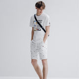 Fila Seaworld and Letter Print White T-Shirt-Seven Season