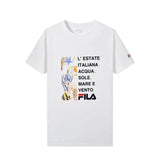 Fila Seaworld and Letter Print White T-Shirt-Seven Season