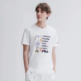 Fila Seaworld and Letter Print White T-Shirt-Seven Season