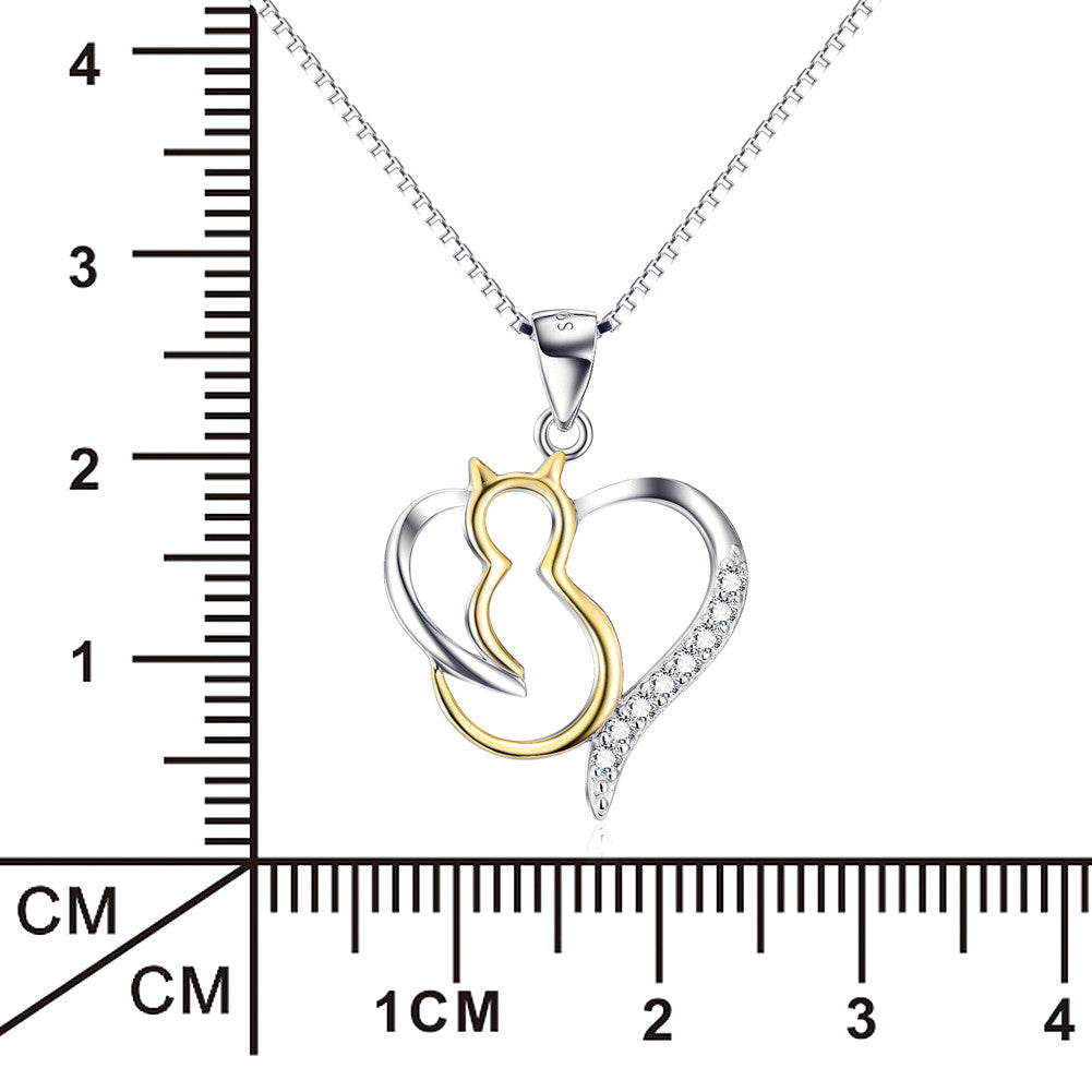Cutie Cat Mystique Gold-Plated Heart Pendant Necklace