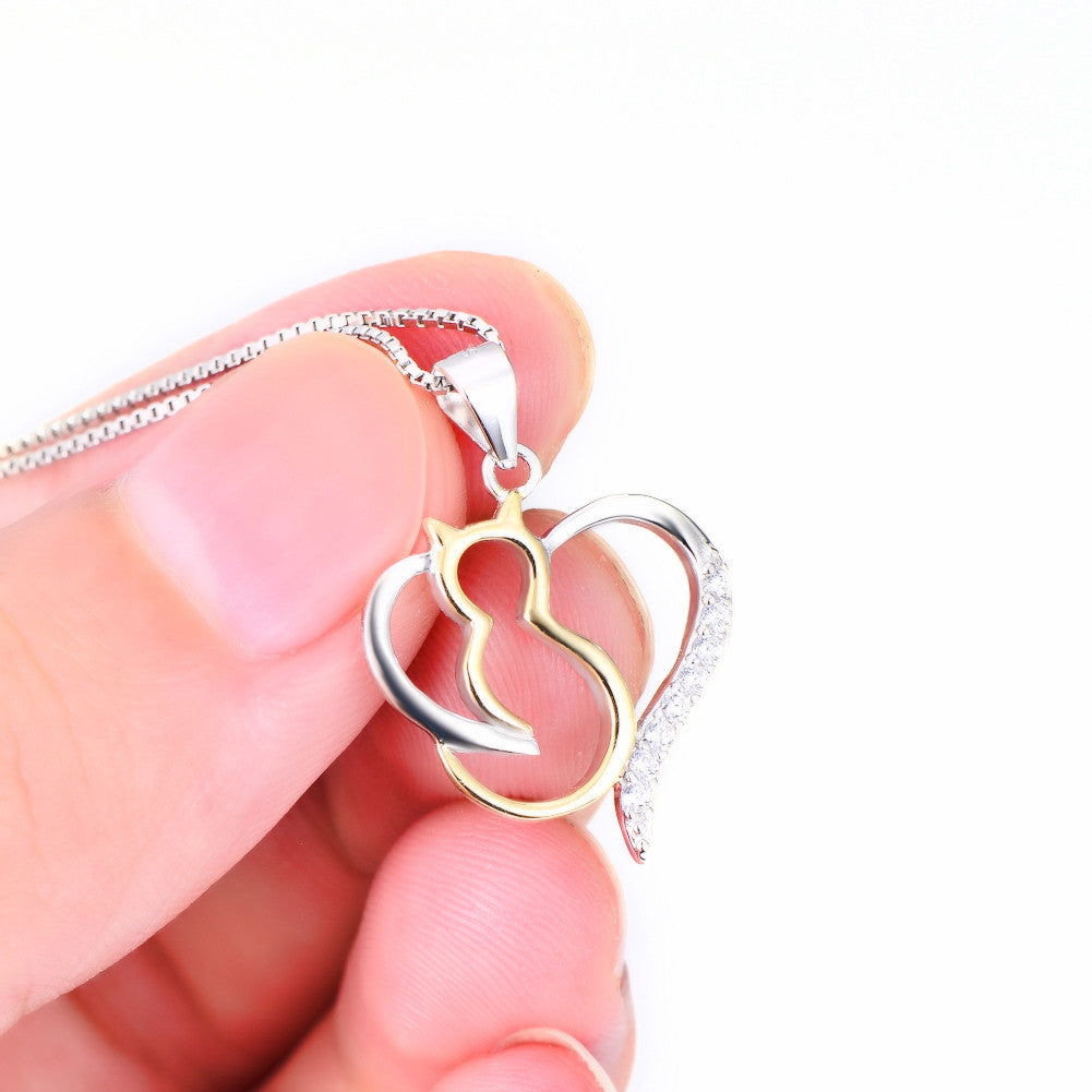 Cutie Cat Mystique Gold-Plated Heart Pendant Necklace