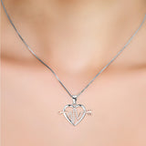 Open Heart and Arrow Cardiogram Pendant Necklace
