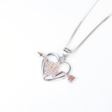 Open Heart and Arrow Cardiogram Pendant Necklace