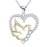 Open Heart and Lovebird Pendant Necklace