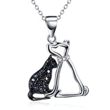 Seven Season Cutie Cat and Dog Enhanced Black and White Pendant Necklace