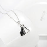 Seven Season Cutie Cat and Dog Enhanced Black and White Pendant Necklace