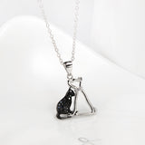 Seven Season Cutie Cat and Dog Enhanced Black and White Pendant Necklace