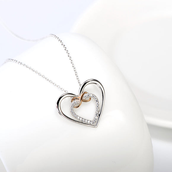 Seven Season Open Heart and Rose Gold Infinity Pendant Necklace