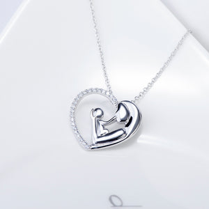 Open Heart Mom's Hug Pendant Necklace