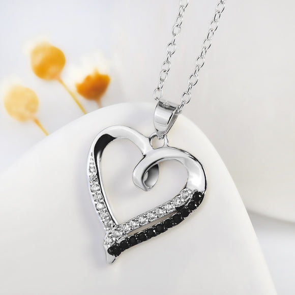 Open Heart with Dichromatic Cubic Zircon Pendant Necklace