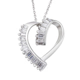 Unique Open Heart with Rectangle Crystal Inlaid Pendant Necklace