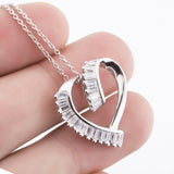 Unique Open Heart with Rectangle Crystal Inlaid Pendant Necklace