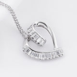 Unique Open Heart with Rectangle Crystal Inlaid Pendant Necklace