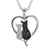 Seven Season Cutie Cat Cubic Zirconia Heart Pendant Necklace
