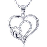 Open Heart Mom's Kiss Pendant Necklace