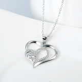 Open Heart Mom's Kiss Pendant Necklace