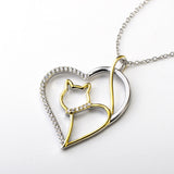 Seven Season Cutie Cat Gold-Plated Sterling Silver Heart Pendant Necklace