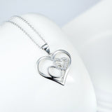 Open Heart with Pave Cubic Zircon Pendant Necklace