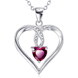 Open Heart with Ruby Pendant Necklace