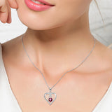 Open Heart with Ruby Pendant Necklace