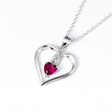 Open Heart with Ruby Pendant Necklace
