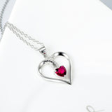 Open Heart with Ruby Pendant Necklace