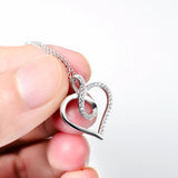 Open Heart and Infinity with Pave Cubic Zircon Pendant Necklace