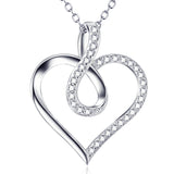 Open Heart and Infinity with Pave Cubic Zircon Pendant Necklace