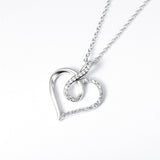 Open Heart and Infinity with Pave Cubic Zircon Pendant Necklace