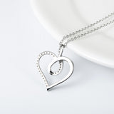 Open Heart and Infinity with Pave Cubic Zircon Pendant Necklace