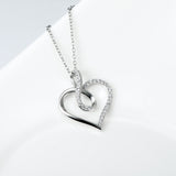 Open Heart and Infinity with Pave Cubic Zircon Pendant Necklace