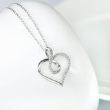 Open Heart and Infinity with Pave Cubic Zircon Pendant Necklace