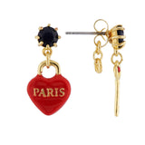 Les Néréides Paris Heart Shaped Lock with Key Asymmetrical Earrings-Seven Season