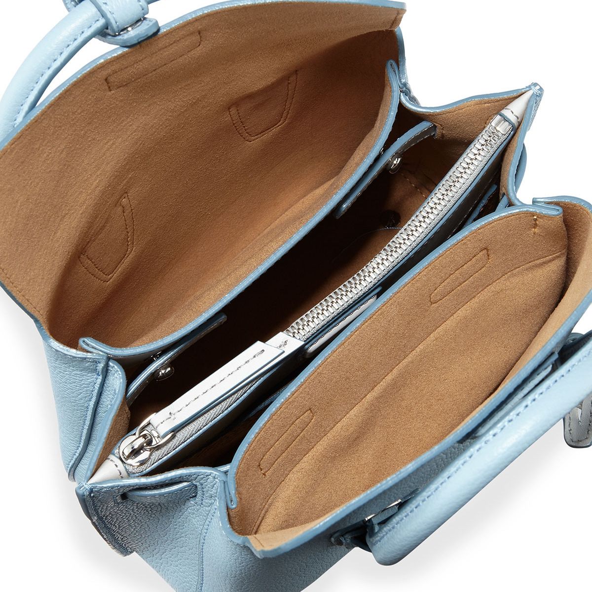 Milla Mini Leather Sky Blue Tote Bag - Seven Season