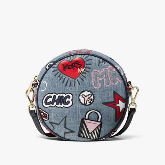 Michael Kors Canteen Embroidered Denim Crossbody Bag-Seven Season