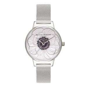 Olivia Burton 3D Anemone Midi Dial Silver Mesh Watch -Seven Season