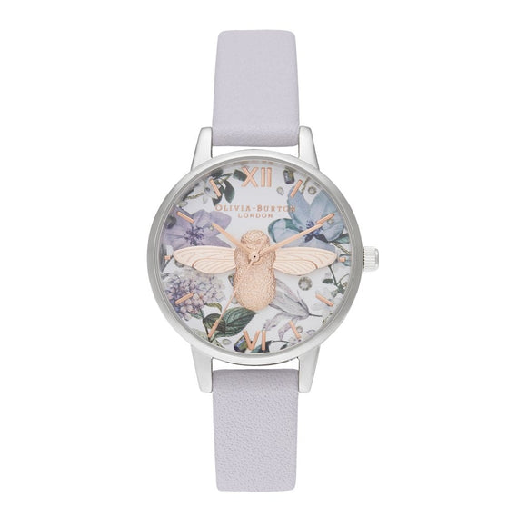 Olivia Burton 3D Bee Bejewelled Florals Parma Violet Midi Dial Rose Gold and Silver Watch-Seven Season