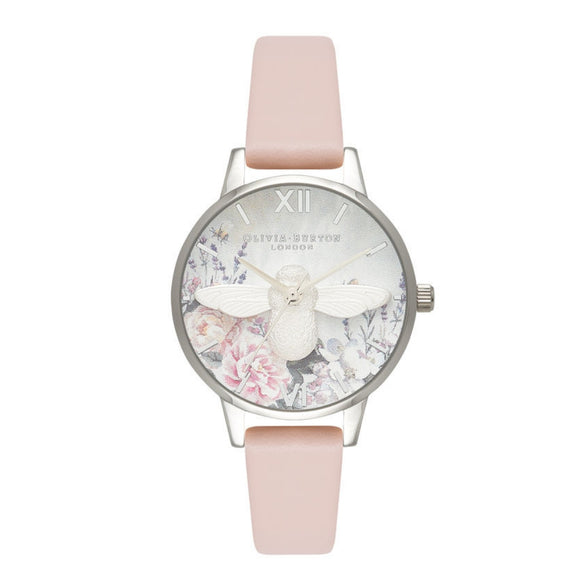 Olivia Burton 3D Bee Glasshouse Midi Dial Nude Peach and Silver Watch-Seven Season