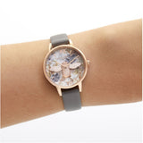 Olivia Burton 3D Bee Marble-Effect Printed Midi Dial Vegan London Grey and Rose Gold Watch-Seven Season