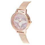 Olivia Burton 3D Bee Meant to Bee Blush Dial Silver and Rose Gold Mesh Watch-Seven Season