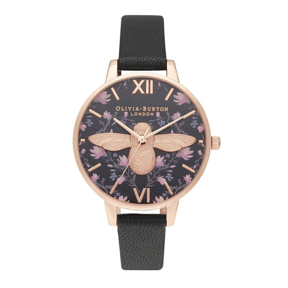 Olivia Burton 3D Bee Meant to Bee Demi Dial Black and Rose Gold Watch-Seven Season