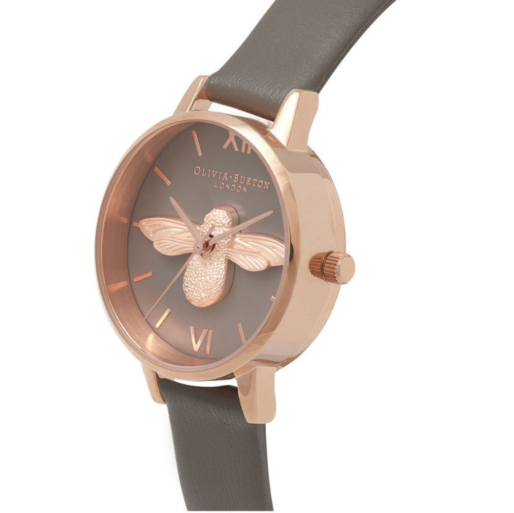 3D Bee Midi Dial London Grey and Rose Gold Watch