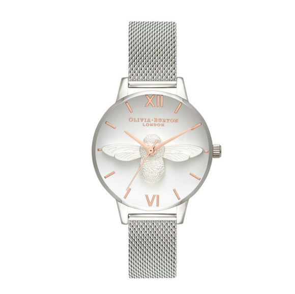 Olivia Burton 3D Bee Midi Dial Rose Gold and Silver Mesh Watch-Seven Season